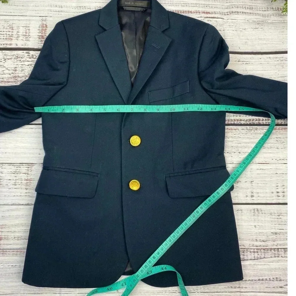RALPH LAUREN Boys Navy BuTrim Front Blazer Suit Jacket 7 - Picture 2 of 8